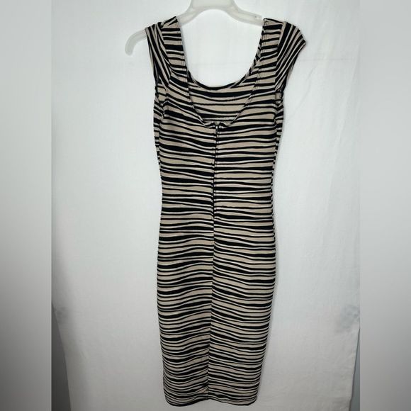 Brat Star Women's Form-Fitting Black and Tan Striped Cocktail Dress Size M - Picture 12 of 12